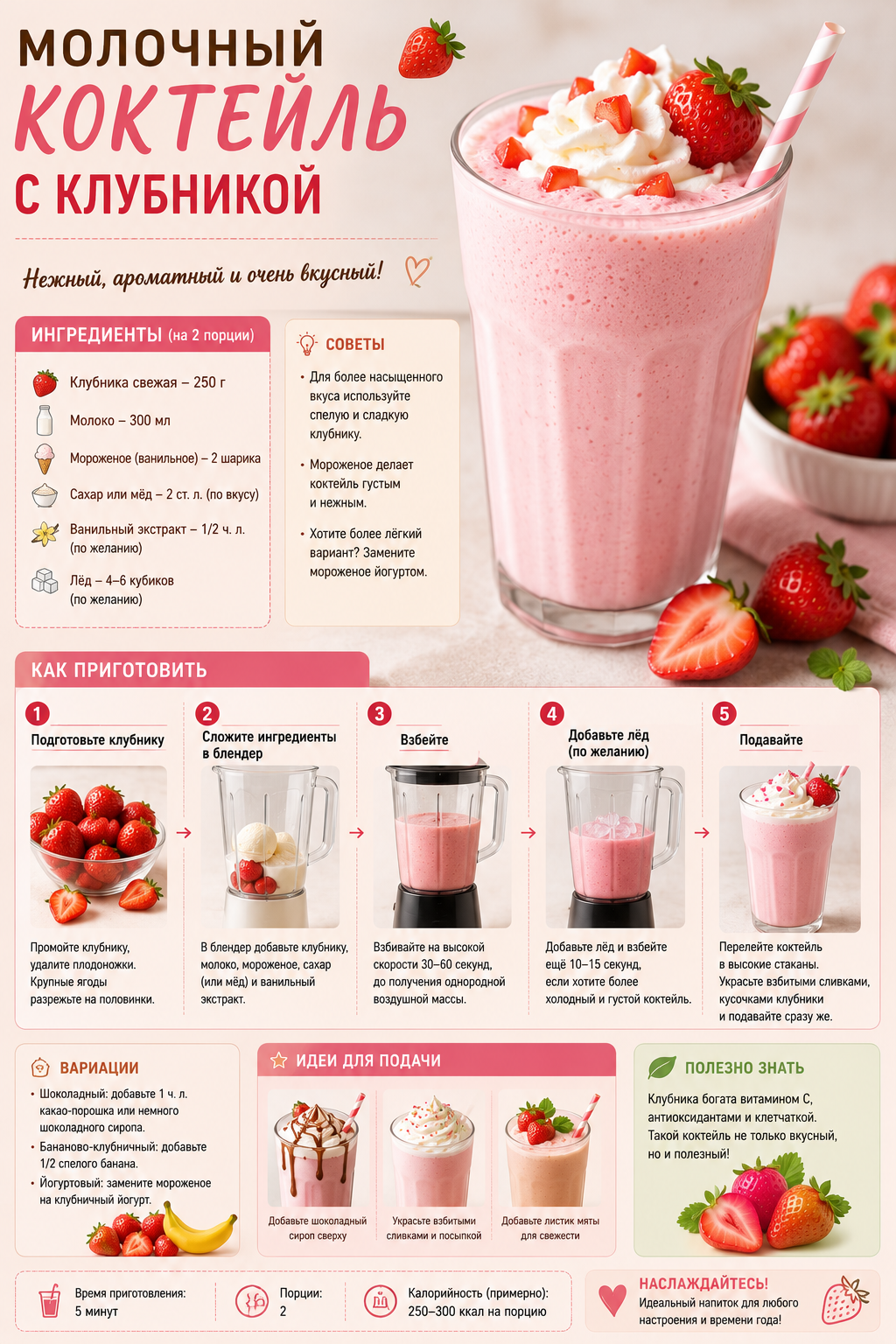 Молочный коктейль с клубникой